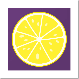 Slice of Lemon. Sliced yellow ripe lemon. Posters and Art